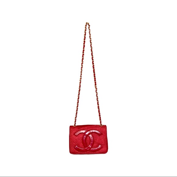Chanel Deauville Red Canvas Logo Satchel Bag - Picture 4 of 5
